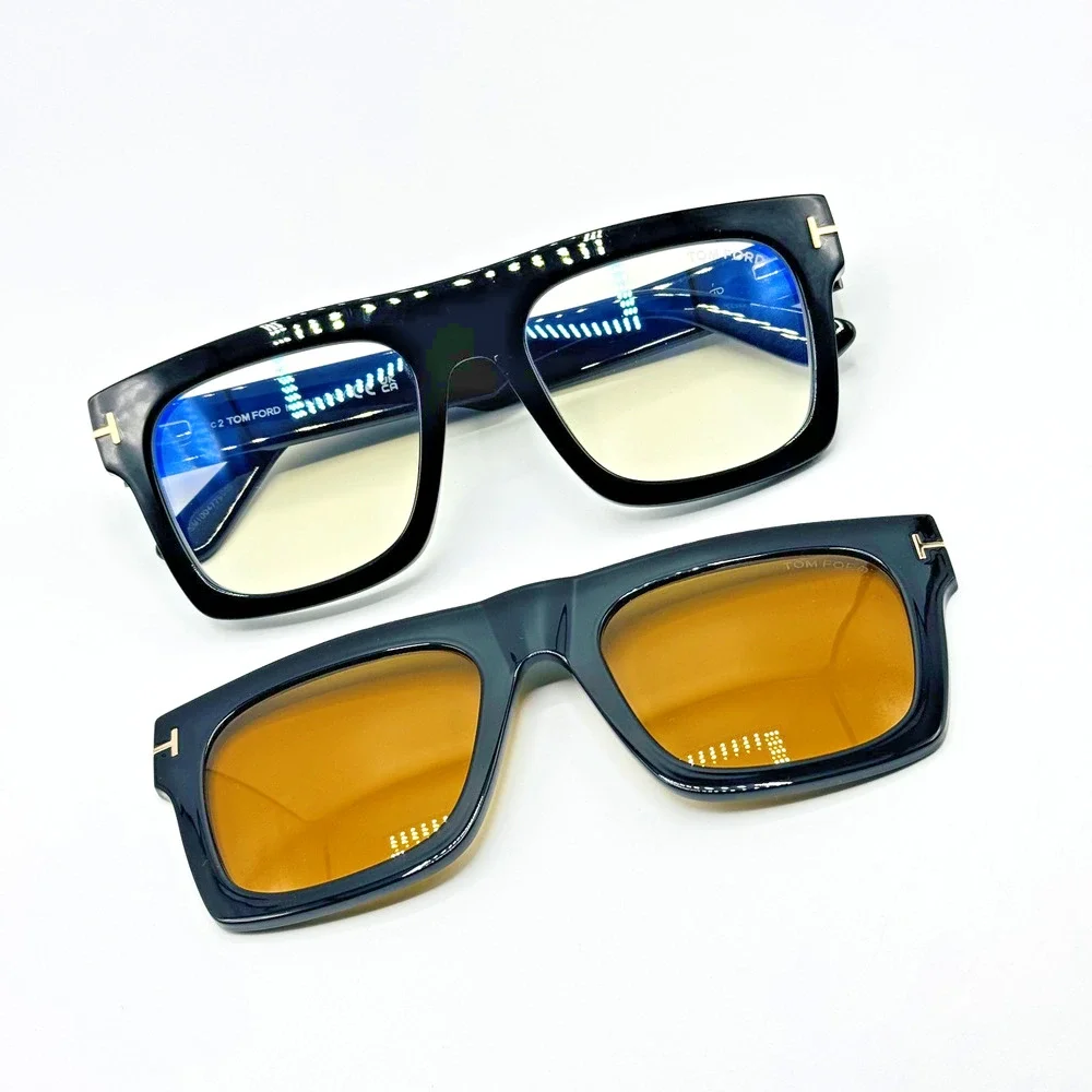 Tom Ford Eyeglasses Frame TF6068-B 001 Black Blue Light Block Clip-On 53-20-145